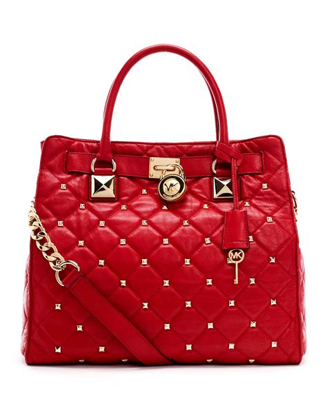 red michael kors hamilton|michael kors hamilton studded bag.